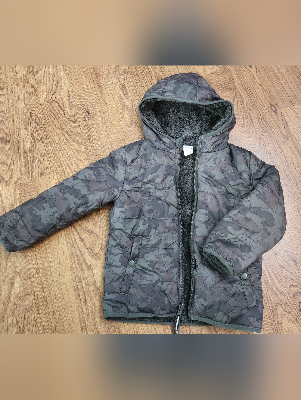 Boys Sherpa Lined Camo Puffer Jacket